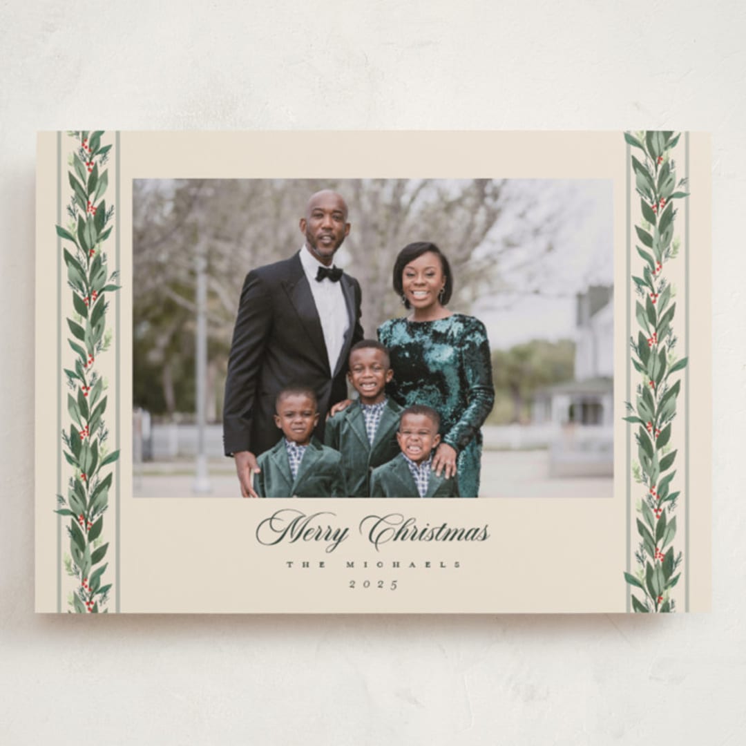 "evergreen garlands" - Holiday Cards in Eggnog by Rebecca Durflinger - Front