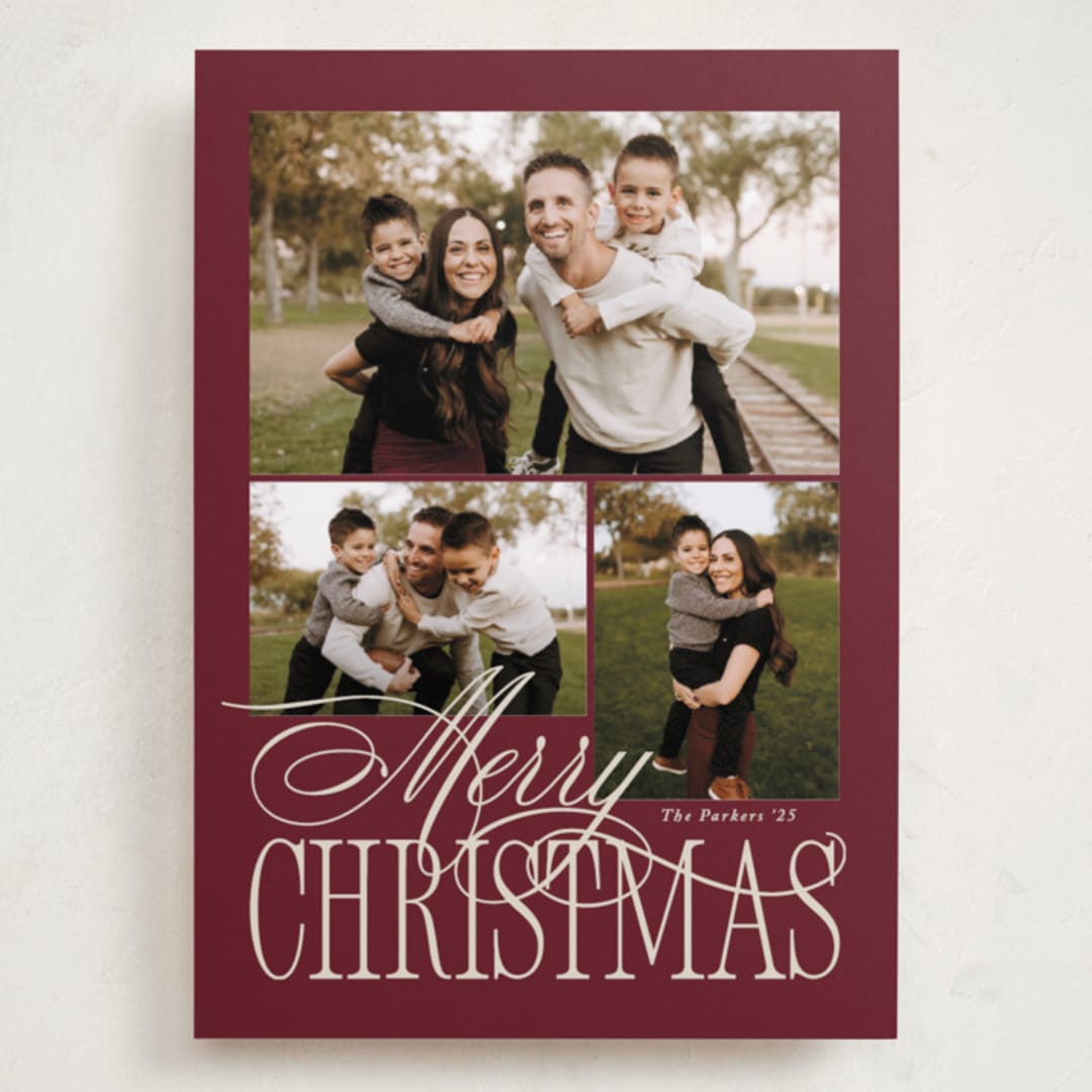 "Elegant Three" - Holiday Cards in Mulberry by Brianne Larsen - Front