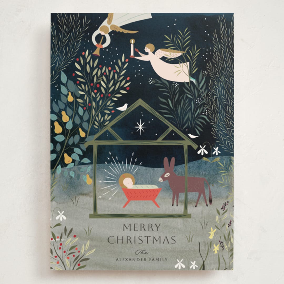 "Nativity Garden" - Holiday Cards in Renaissance by Eve Schultz - Front