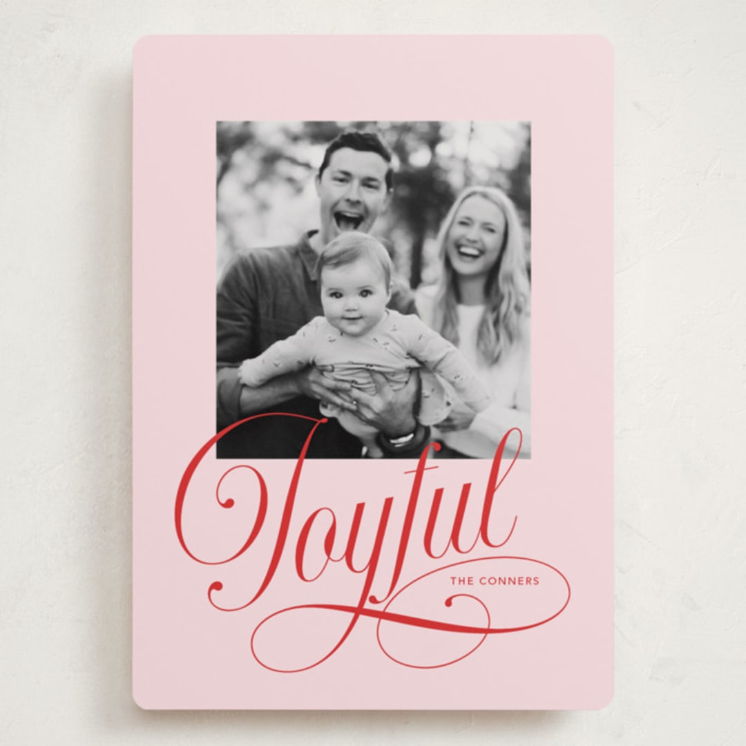 "Joyful Beauty" - Holiday Cards in Blush by Stacey Day - Front