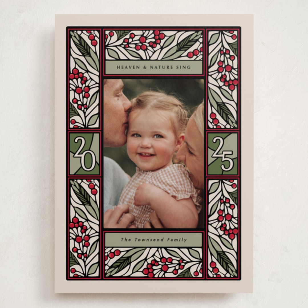"Teaberry Stained Glass" - Holiday Cards in Garland by Thomas Ward - Front