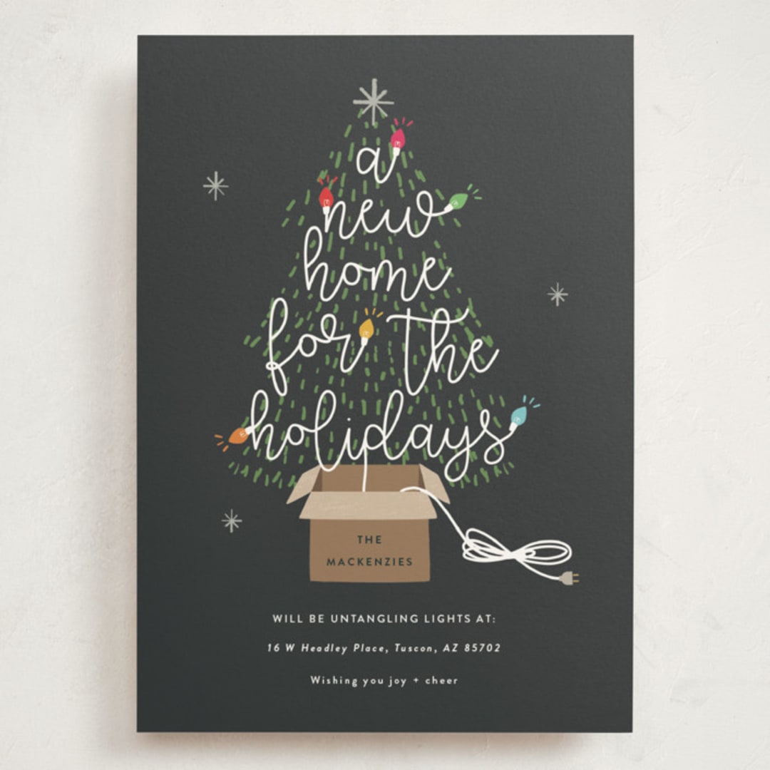 "Twinkling New Home" - Holiday Cards in Charcoal by Corinne Malesic - Front