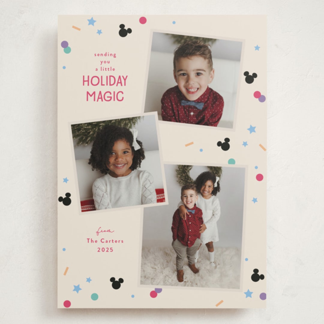 "Disney Magic Confetti" - Holiday Cards in Sugar Cookie by Kacey Kendrick Wagner - Front