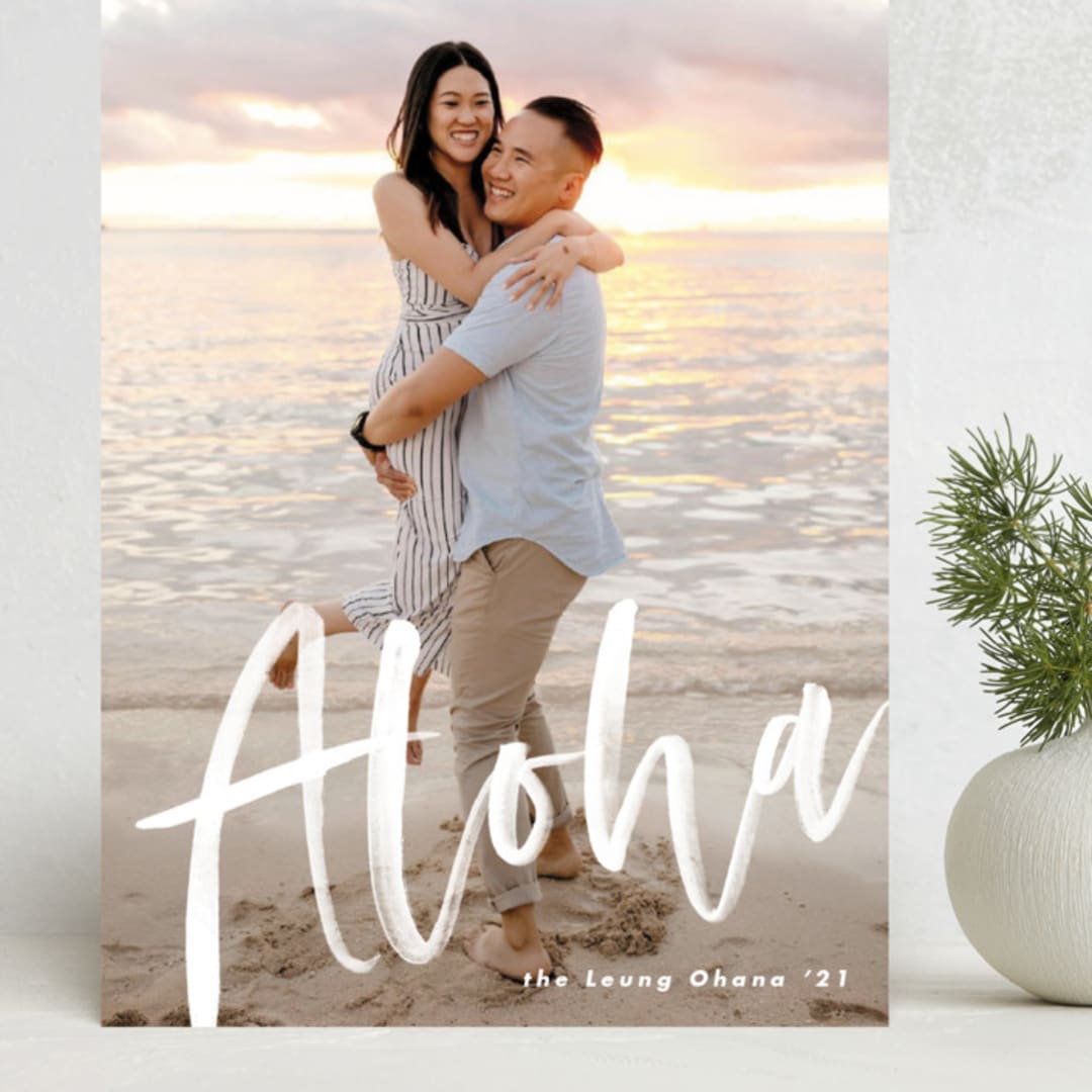 "Aloha" - Holiday Cards in Frost by Pine Street Creative - Front