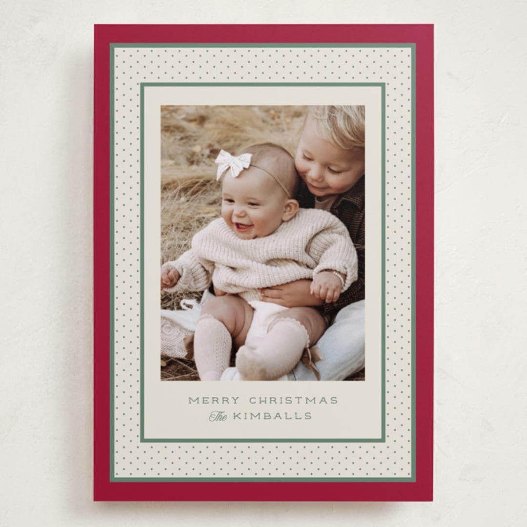 "Polka Dot Frame" - Holiday Cards in Stocking by Robert and Stella - Front