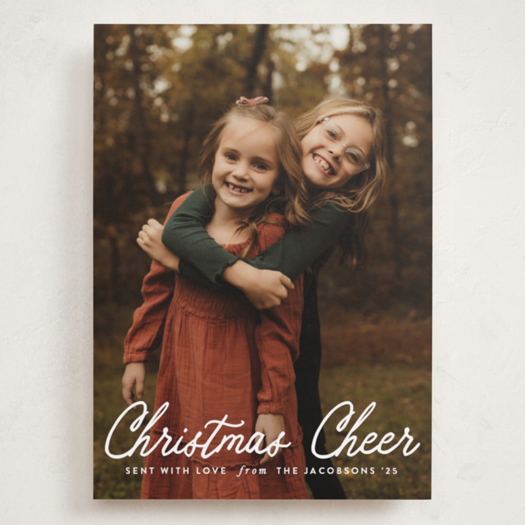 "Cheerful Script" - Holiday Cards in Snowfall by Karidy Walker - Front