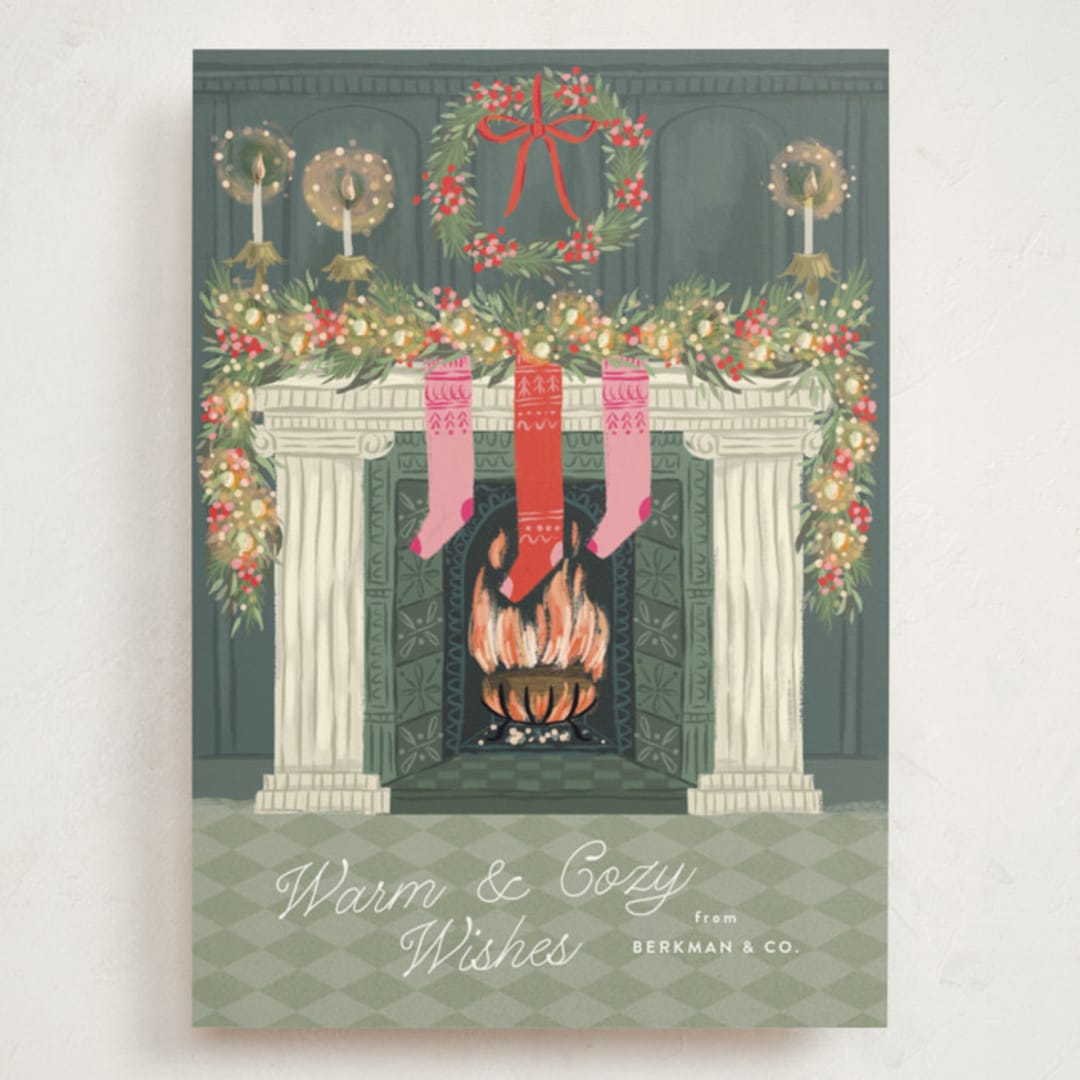"Holiday Hearth" - Holiday Cards in Forest by Jackie Crawford - Front