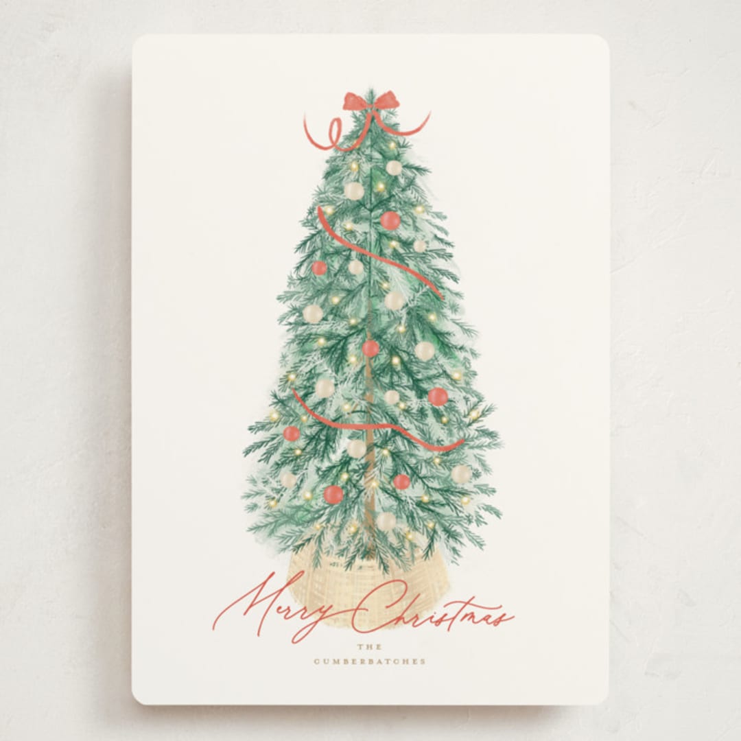 "Farmhouse Tree" - Holiday Cards in Apple by Tamara Hilje - Front