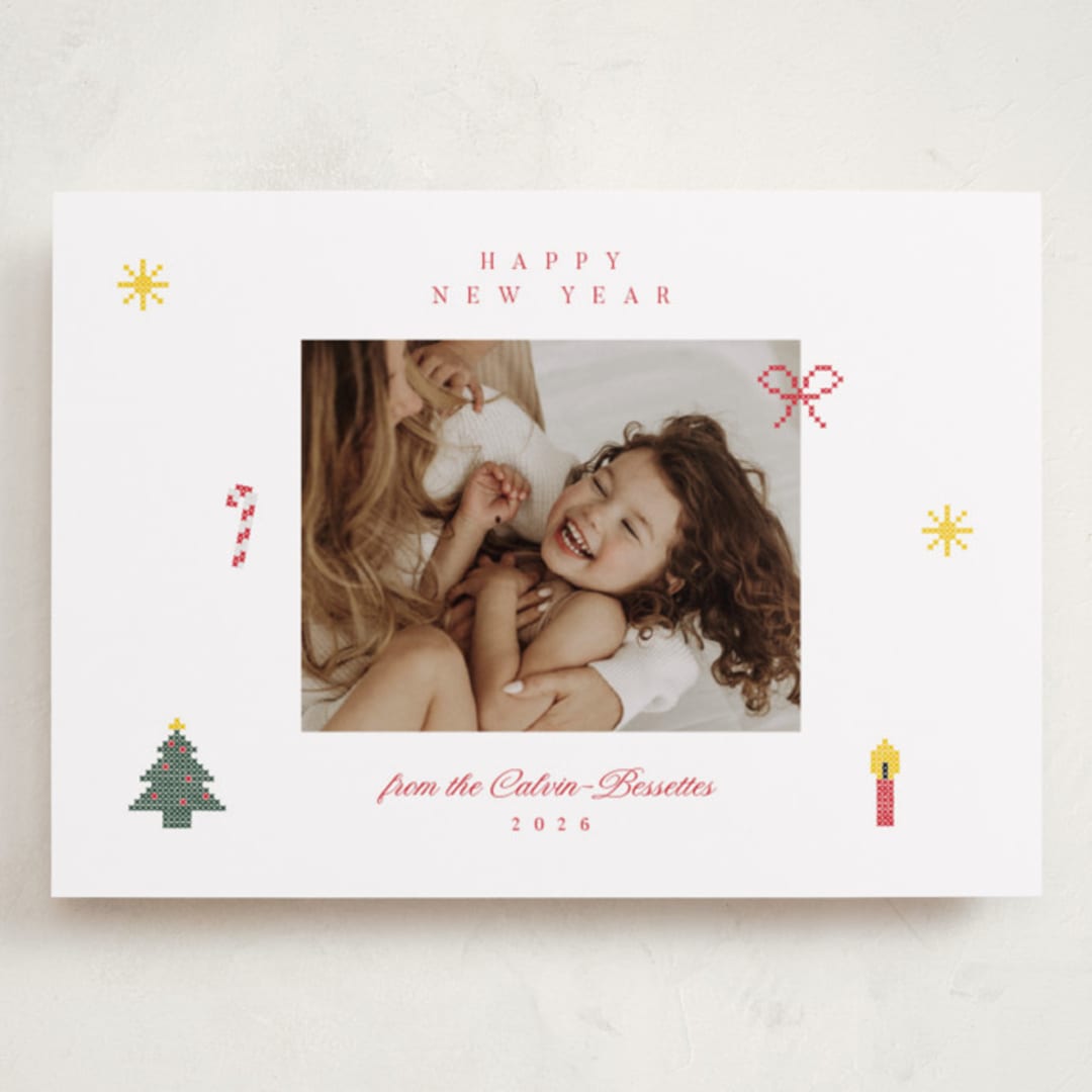 "Cross Stitch Christmas" - Holiday Cards in Snow by Studio Suku - Front