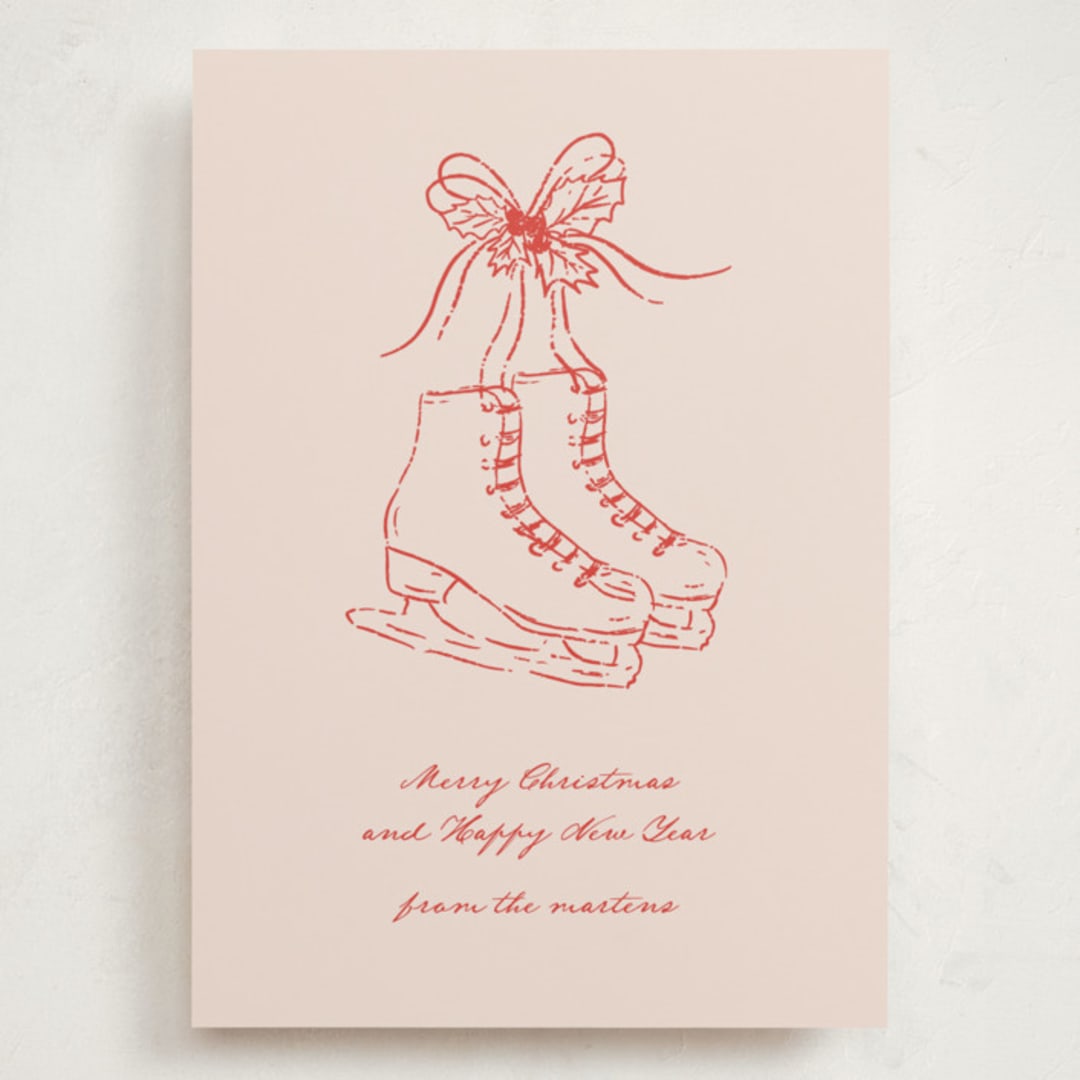 "Skatelle" - Holiday Cards in Rose by Jelena Vuletic - Front