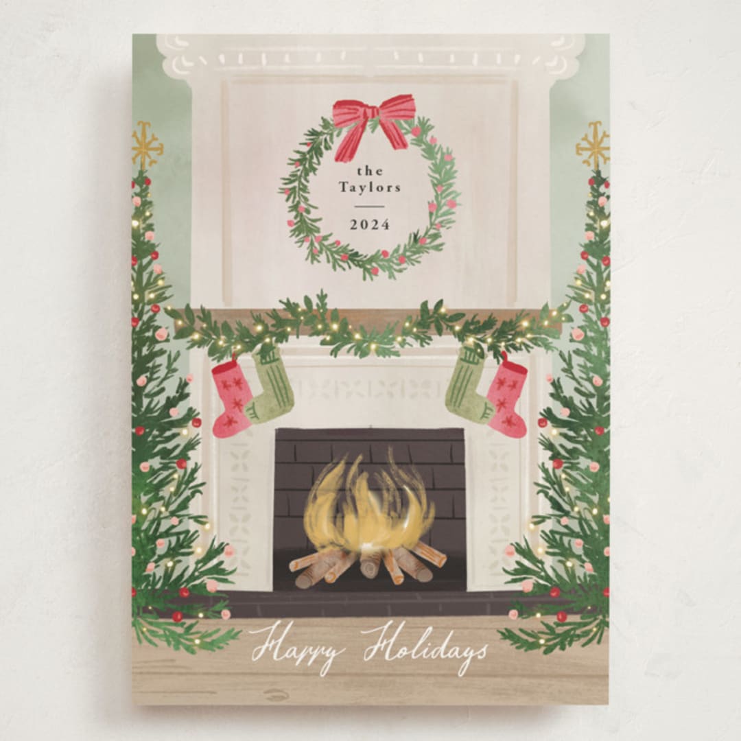 "Cosy Fireplace" - Holiday Cards in Fern by Petra Kern - Front