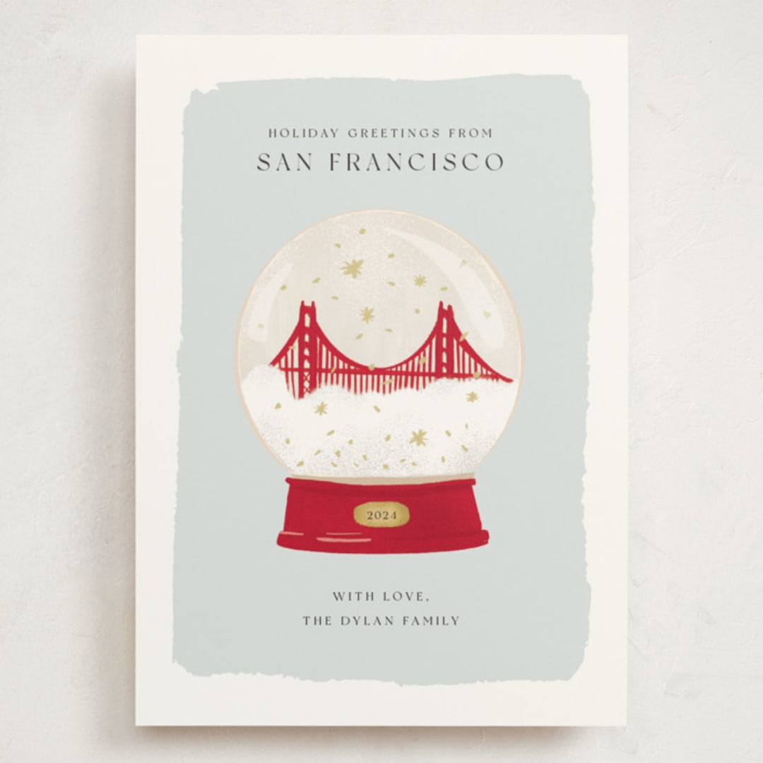 "Golden Gate Globe" - Holiday Cards in Winter by Laura Bercovich - Front