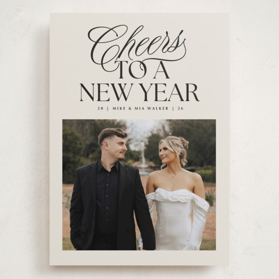 "Classically Modern" - Holiday Cards in Coal by Jackie Crawford - Front