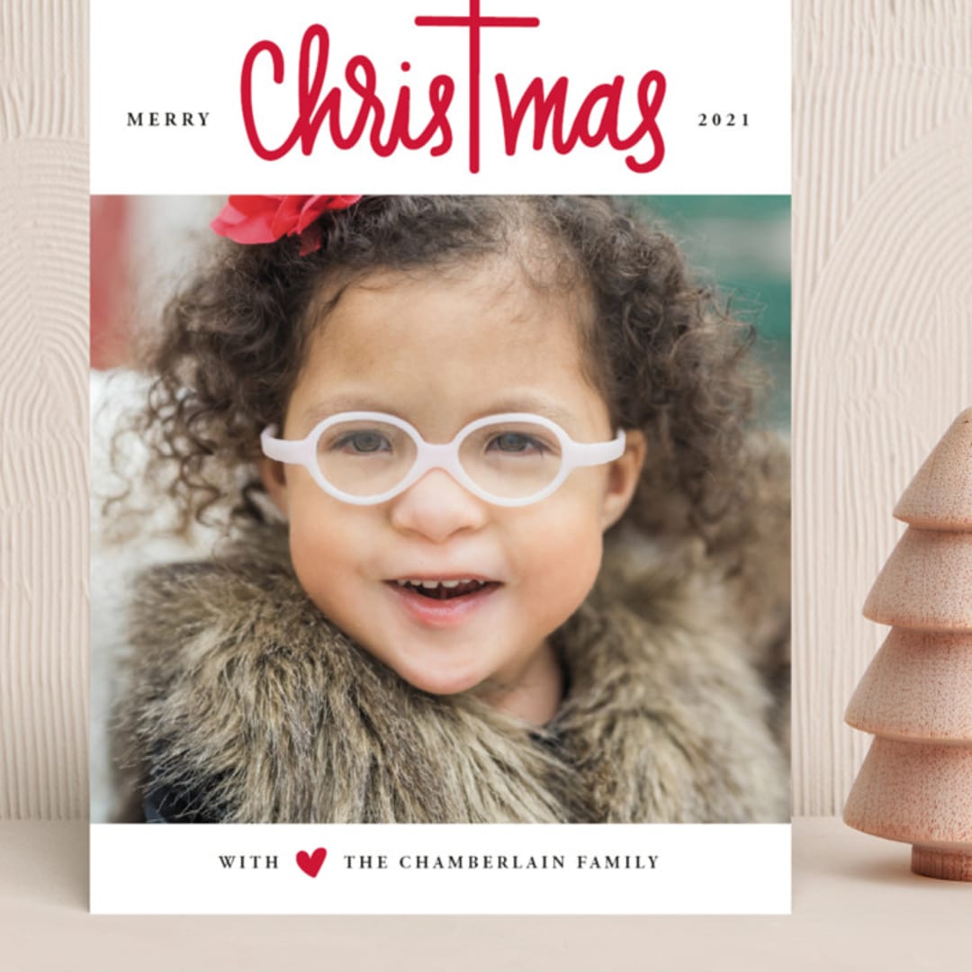 "Christ in Christmas" - Holiday Cards in Rudolph's Nose by Up Up Creative - Front