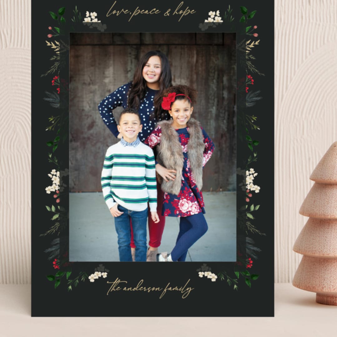 "Love, Peace & Hope" - Holiday Cards in Holly by Susan Moyal - Front