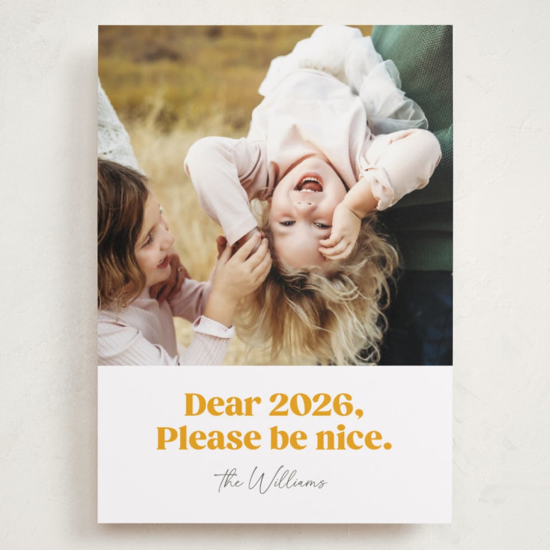 "Pretty Please" - Holiday Cards in Snow by Robert and Stella - Front