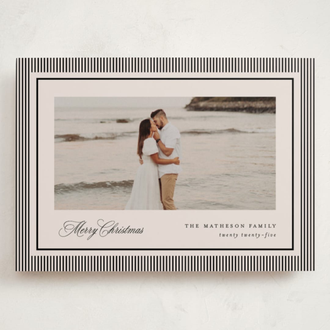 "Striped Elegance" - Holiday Cards in Linen by Kelly Schmidt - Front