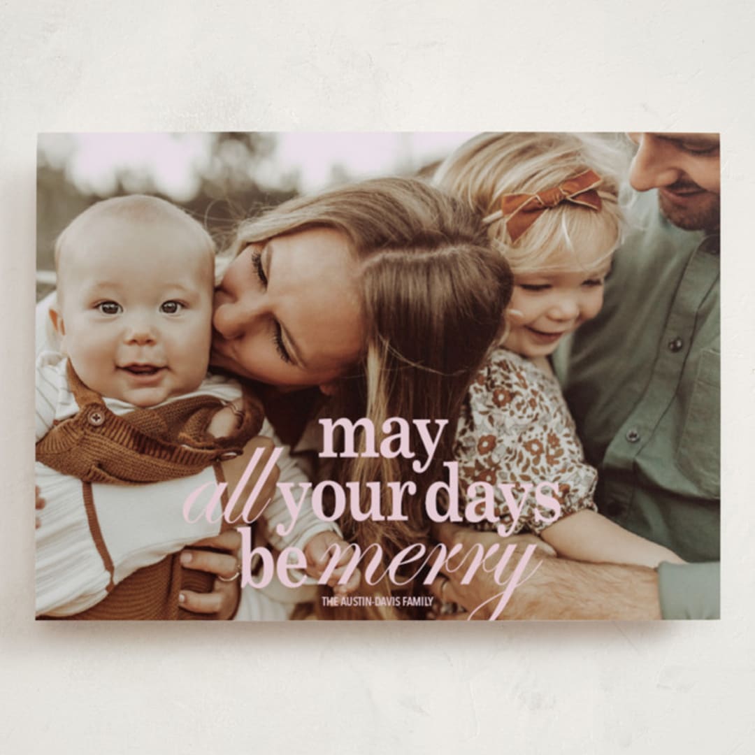 "All Merry Days" - Holiday Cards in Winter Rose by Baumbirdy - Front