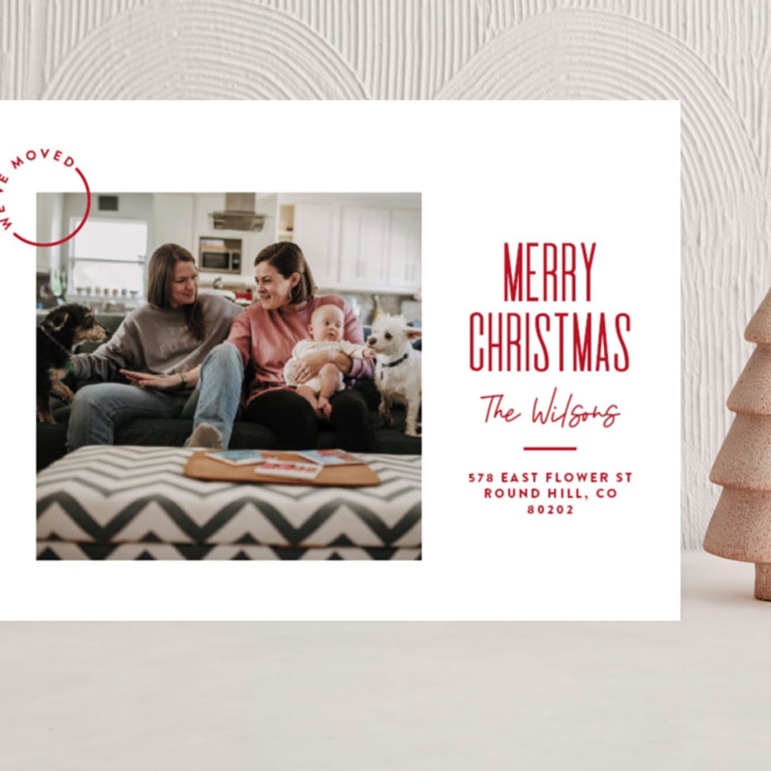 "Modern Move" - Holiday Cards in Cardinal by Owl and Toad - Front