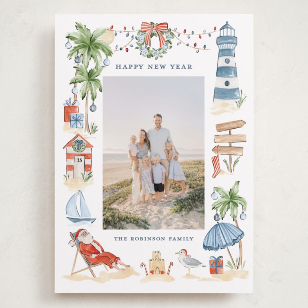 "Beach Holidays" - Holiday Cards in Sea Salt by Sarah Knight - Front