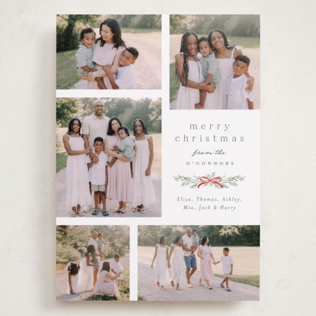 "Multi Swag" - Holiday Cards in Sage by Everett Paper Goods - Front
