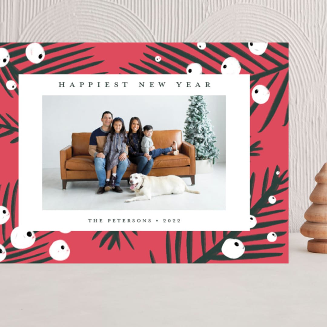 "White Berries" - Holiday Cards in Persimmon by Cricket and Bee - Front