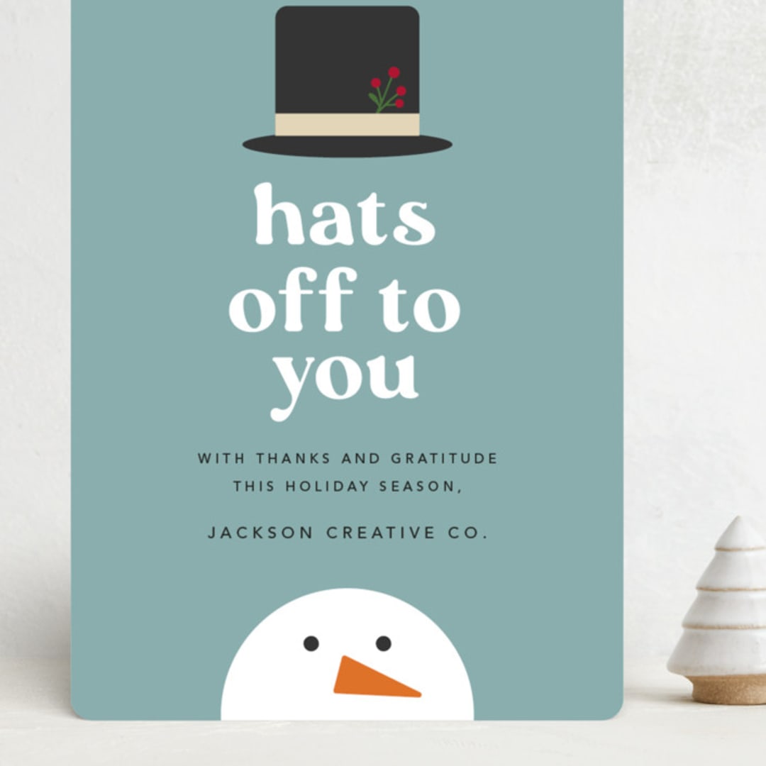 "Hats Off To You" - Holiday Cards in Blue Jay by Louise Kay - Front
