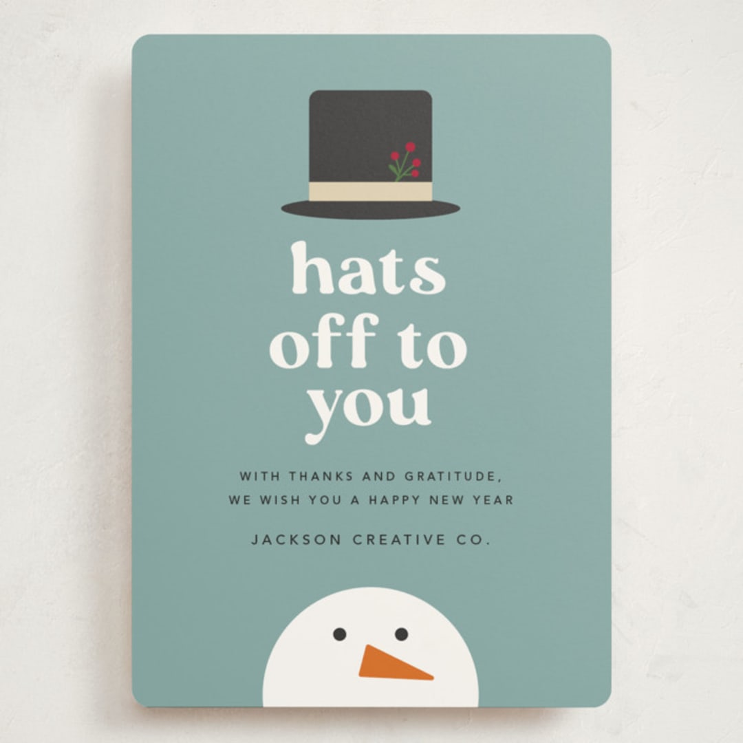 "Hats Off To You" - Holiday Cards in Blue Jay by Louise Kay - Front