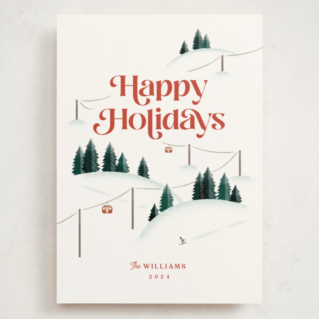 "Happy Hills" - Holiday Cards in Poinsettia by Robert and Stella - Front