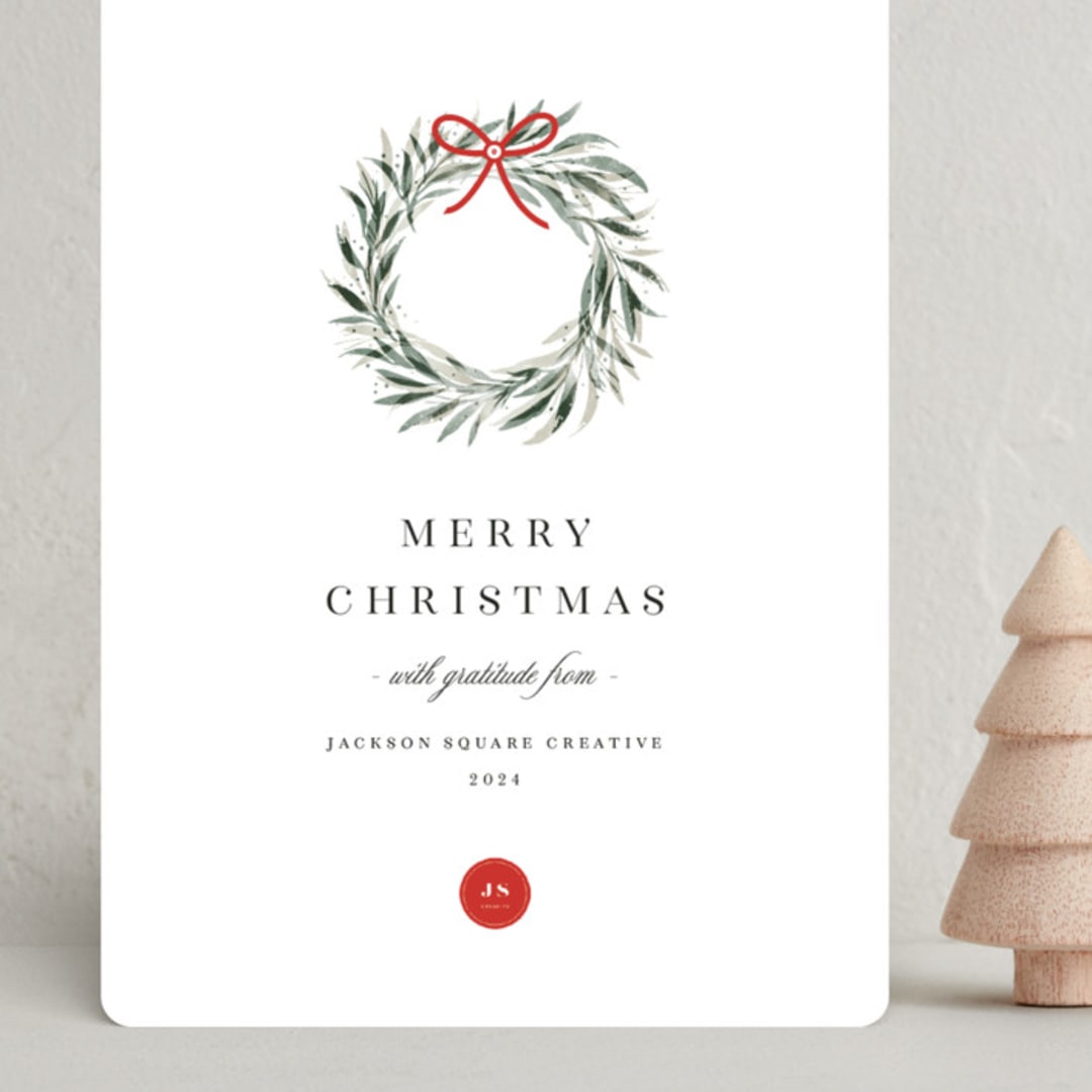 "Little Wreath" - Holiday Cards in Snowfall by Melanie Kosuge - Front