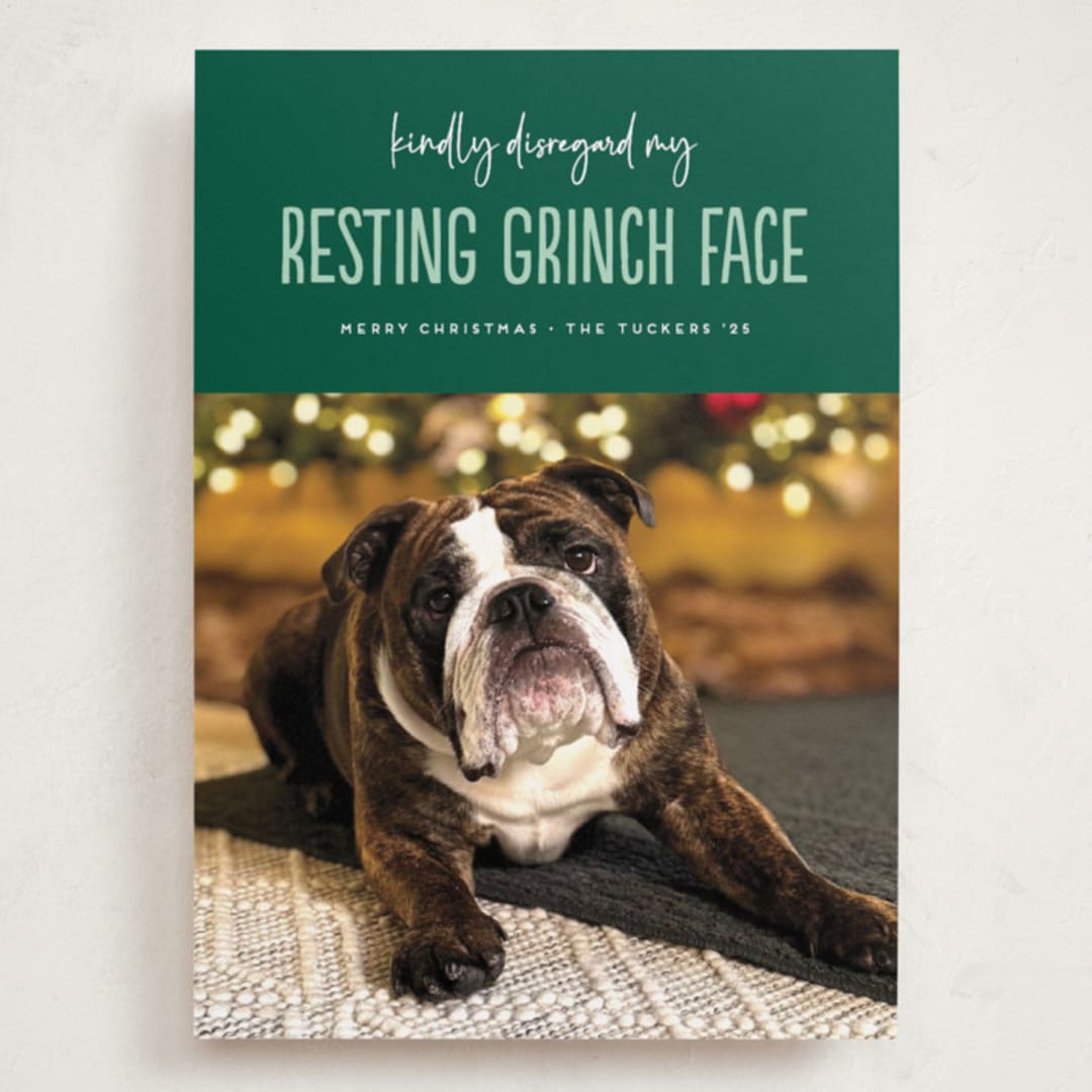 "Grinch Face" - Holiday Cards in Noble Fir by Erica Krystek - Front