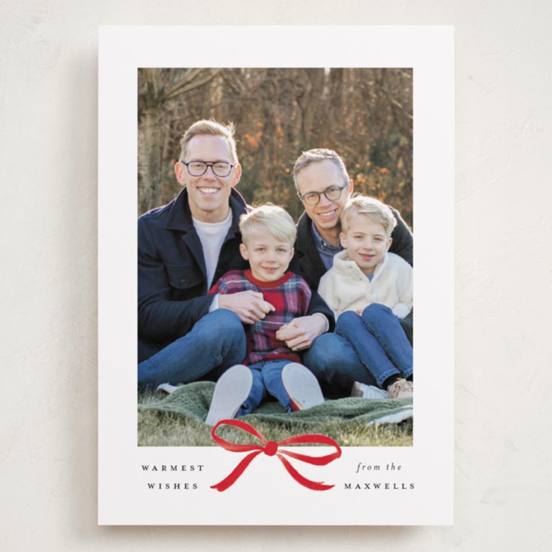 "Crimson Bow" - Holiday Cards in Crimson by Olivia Kanaley Inman - Front