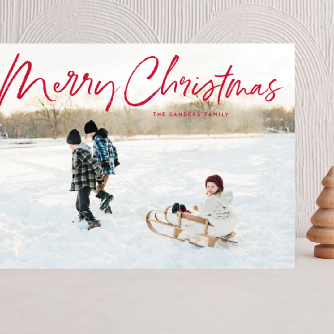 "Marker Script" - Holiday Cards in Holly by Baumbirdy - Front