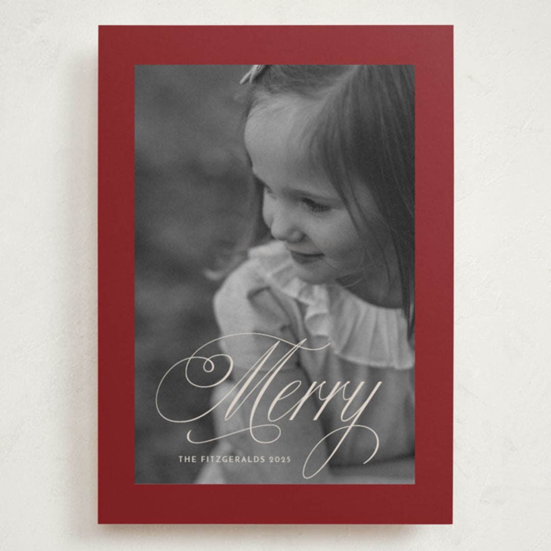 "Boldly Merry" - Holiday Cards in Garnet by Karen Kaul - Front
