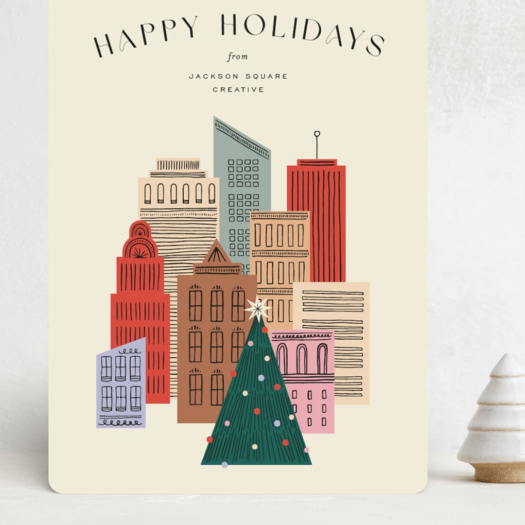 "Holiday Cityscape" - Holiday Cards in Sunny by Pixel and Hank - Front