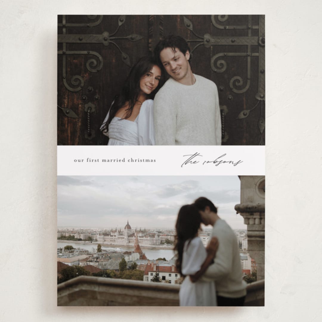 "Minimal Merry" - Holiday Cards in Snow by Stacey Meacham - Front