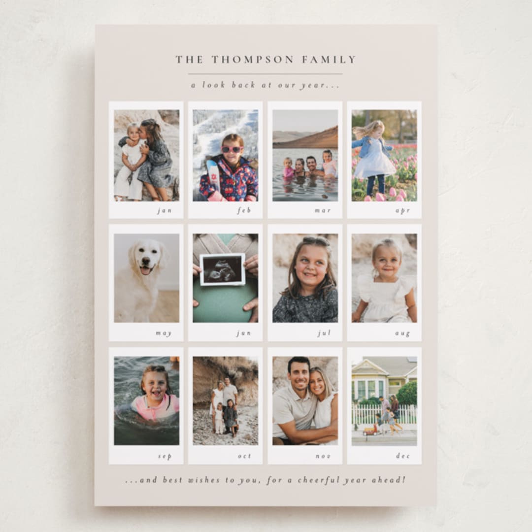 "Memory Album" - Holiday Cards in Ecru by Meggy Masters - Front