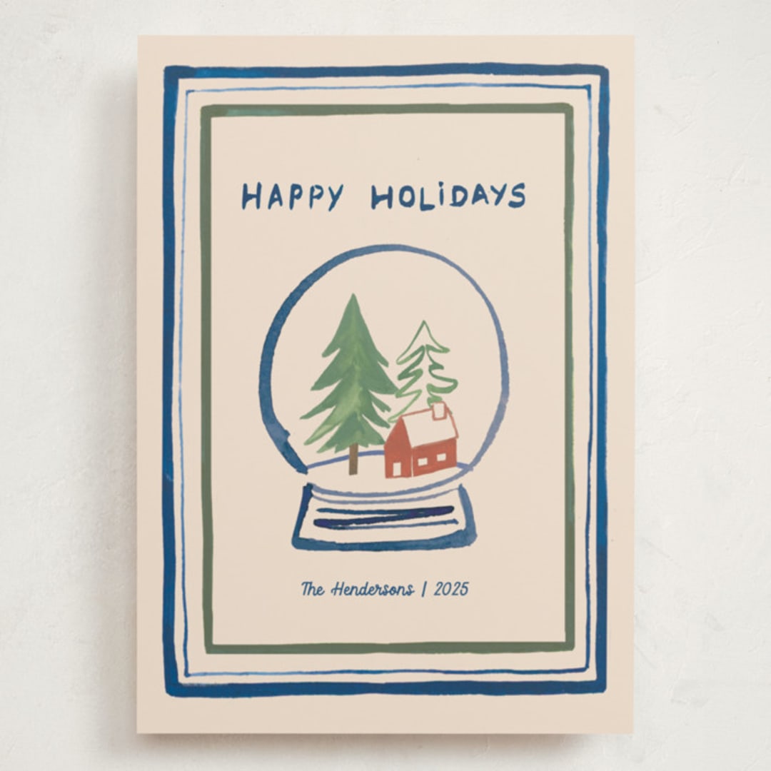 "Snow Globe" - Holiday Cards in Wintermint by Teju Reval - Front