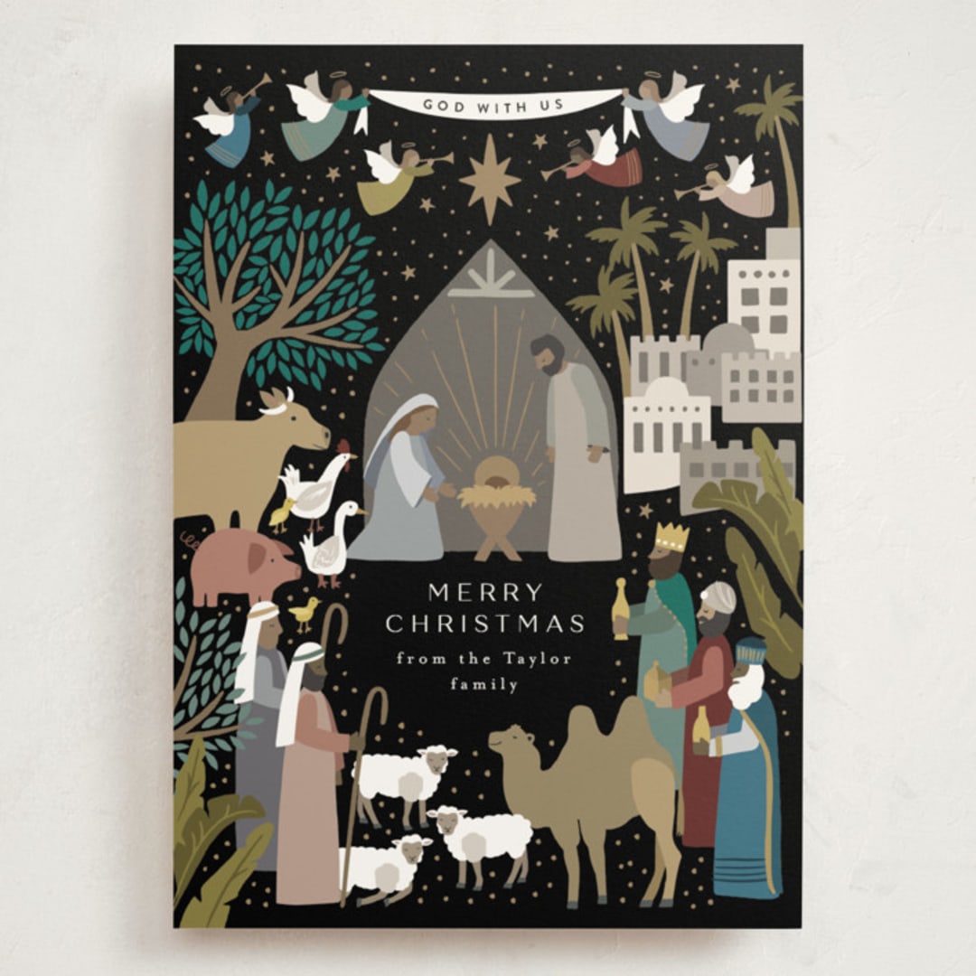 "God With Us Nativity" - Holiday Cards in Midnight by Alethea and Ruth - Front