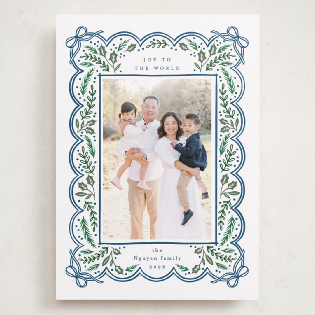 "Bow Corners" - Holiday Cards in Navy by Alethea and Ruth - Front