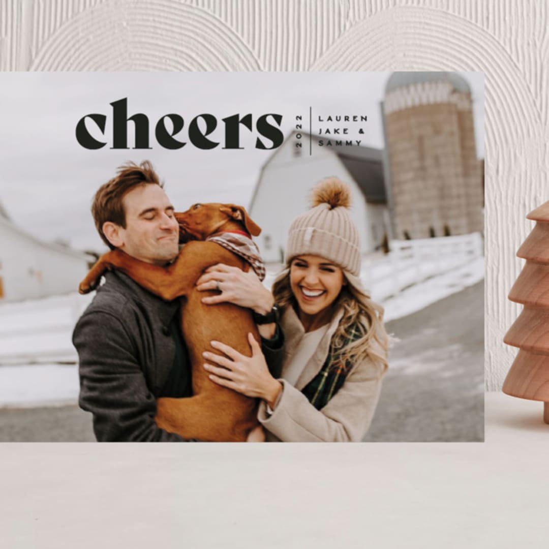 "Cheers Bold" - Holiday Cards in Raven by Owl and Toad - Front