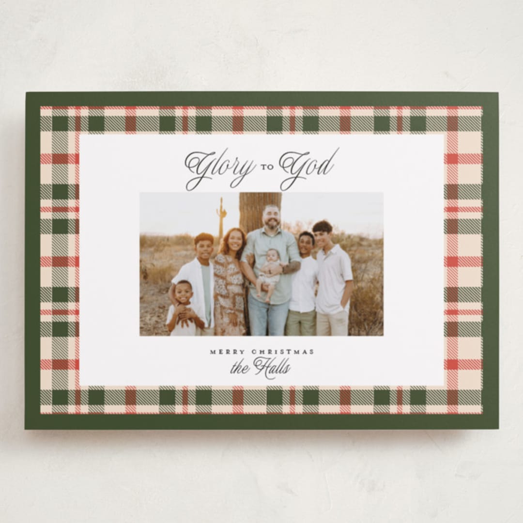 "Glory & Plaid" - Holiday Cards in Pine by Itsy Belle Studio - Front