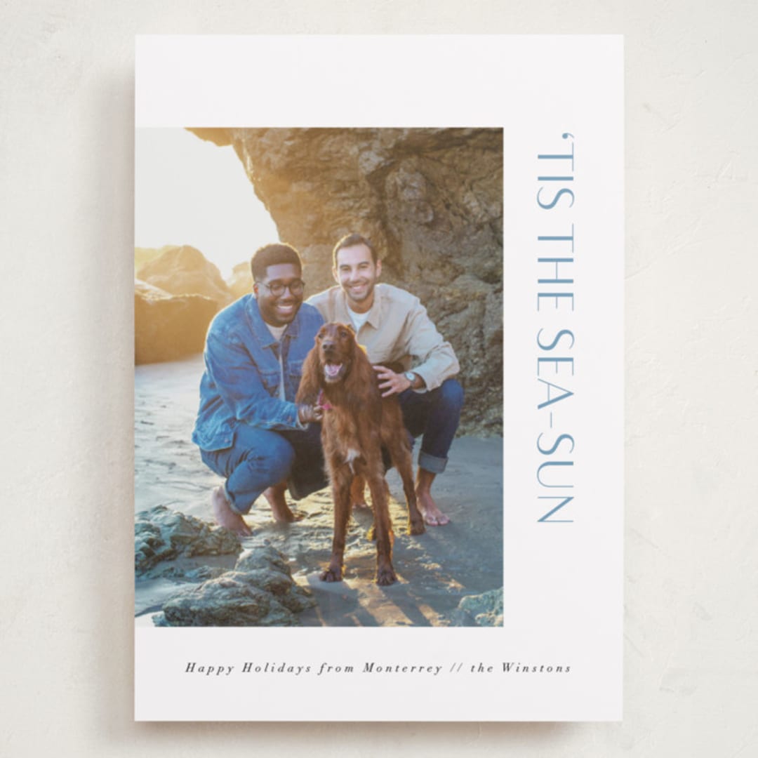 "Tis the Sea-Sun" - Holiday Cards in Sea Spray by Corinne Malesic - Front