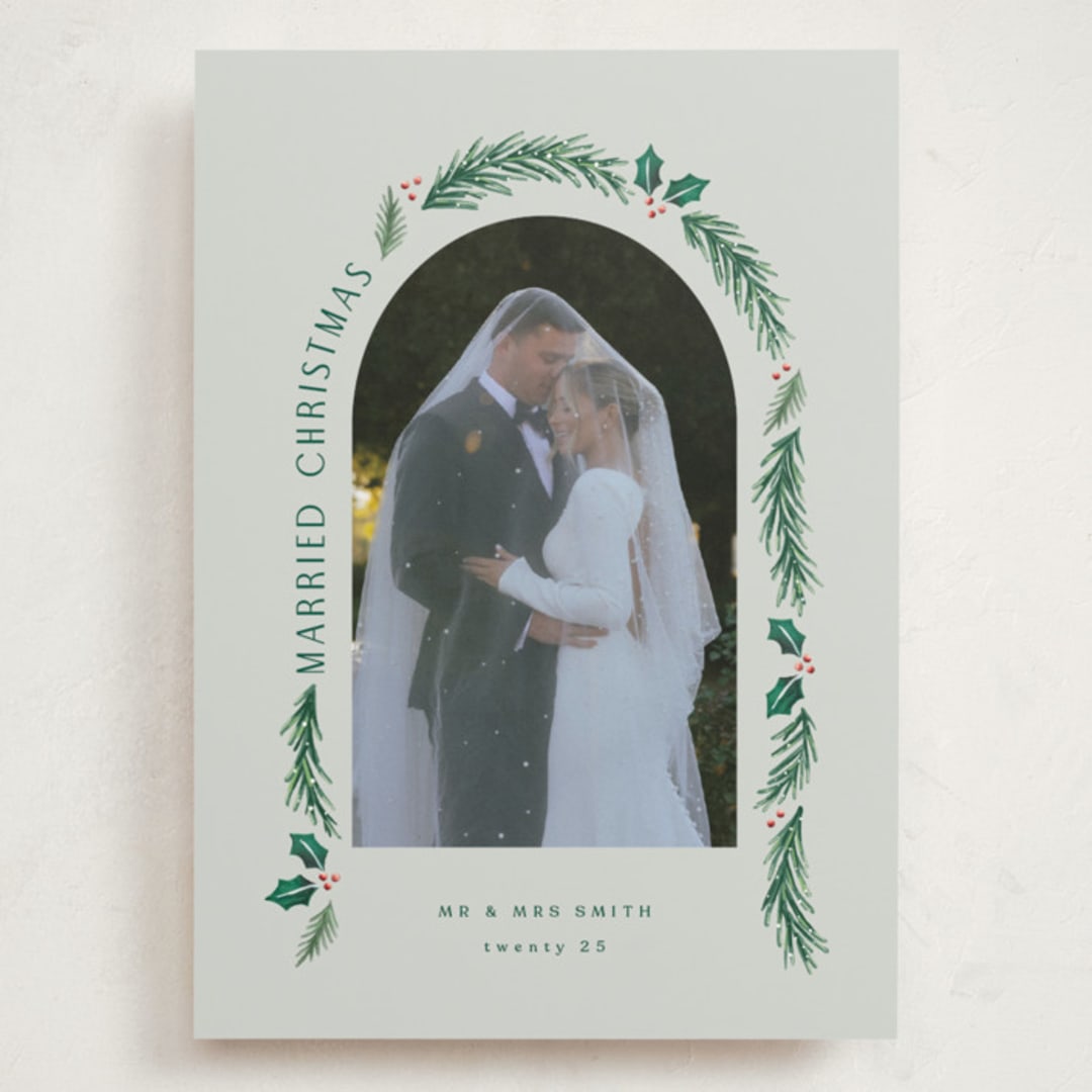 "a married christmas" - Holiday Cards in Sage by Hooray Creative - Front