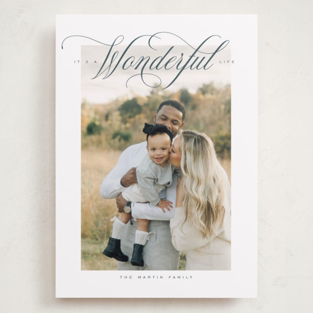 "Just Wonderful" - Holiday Cards in Blue Spruce by Heather Cairl - Front