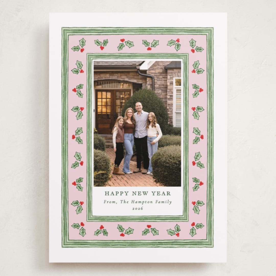 "Holly Berry Frame" - Holiday Cards in Candy by Lauren Jopling - Front
