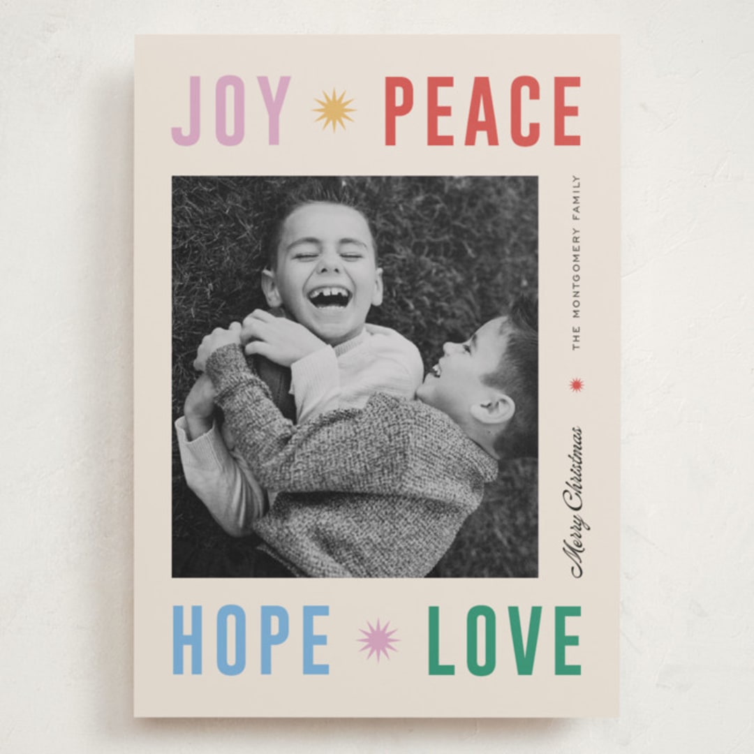 "Peace Poster" - Holiday Cards in Sparkler by Pixel and Hank - Front