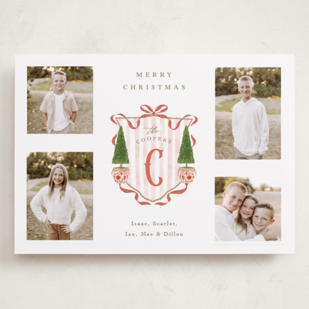 "Family Crest" - Holiday Cards in Currant by Susan Zinader - Front