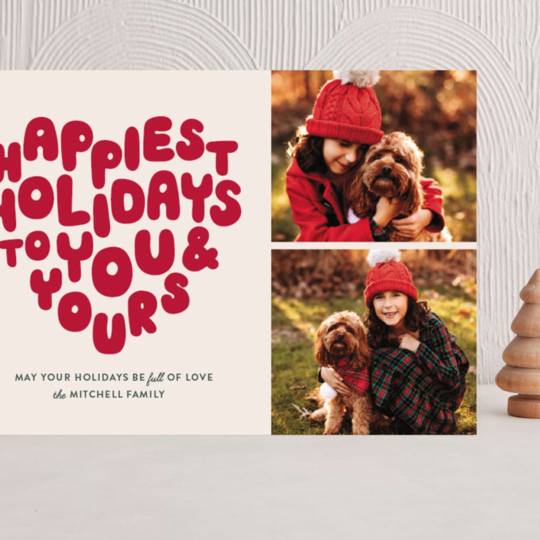 "HOLIDAY HEART" - Holiday Cards in Candy Cane by The Social Type - Front