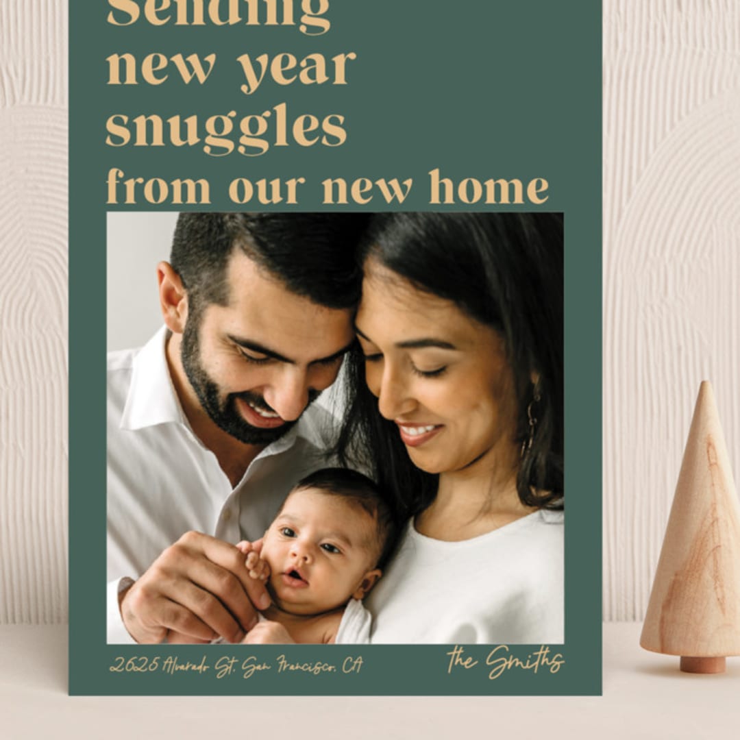 "Holiday Snuggles" - Holiday Cards in Sage by Catherine Culvenor - Front